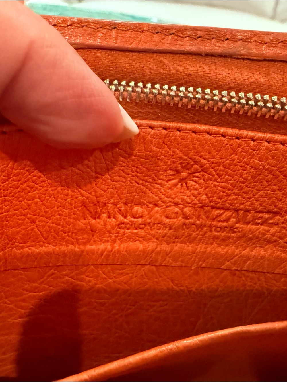 Nancy Gonzalez Orange Ostrich Leather Wallet - Picture 10 of 10